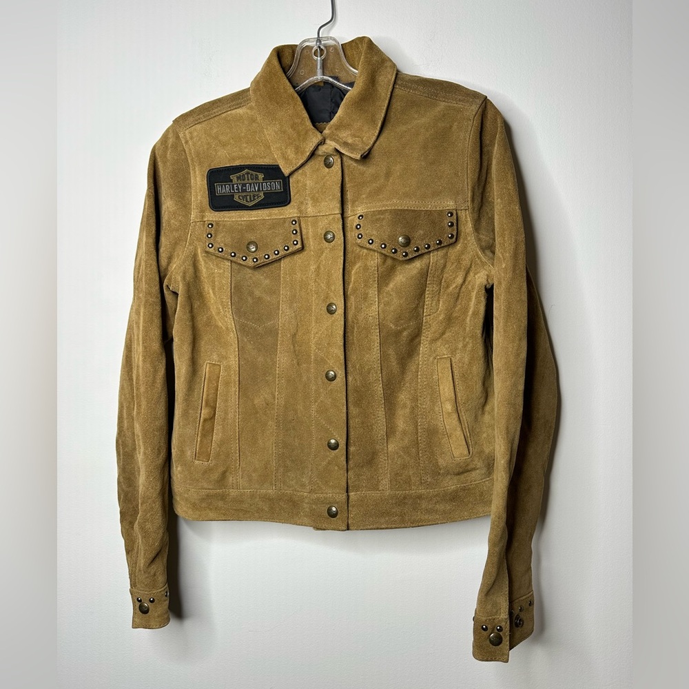Harley-Davidson Tan Leather Jacket with Stud Details - Picture 3 of 9